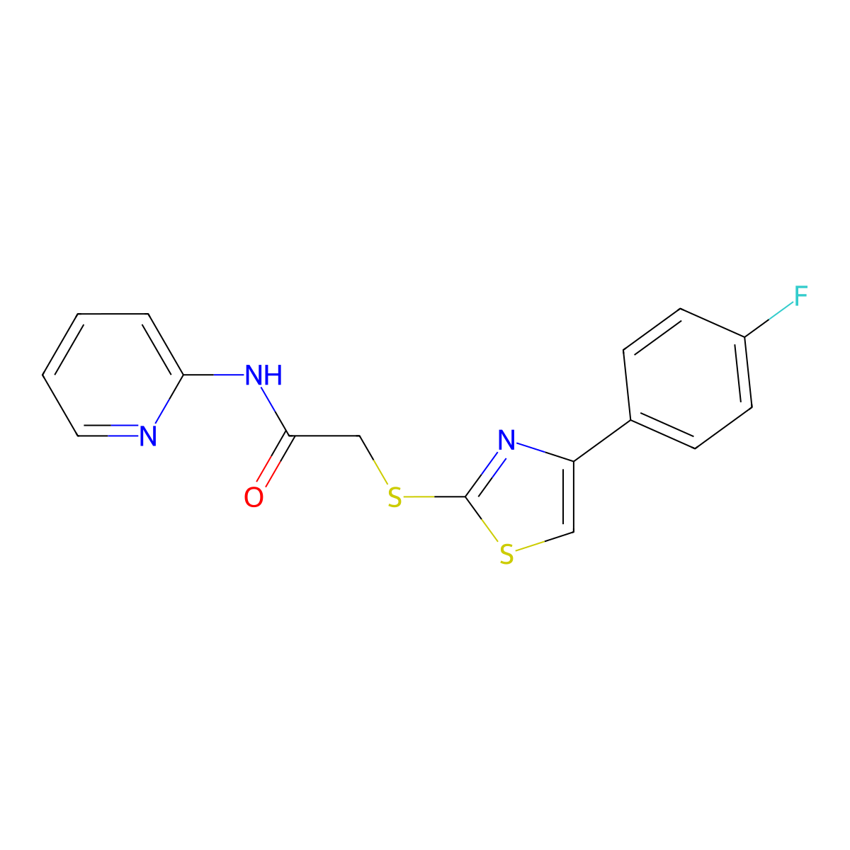 2-[[4-(4-fluorophenyl)-1,3-thiazol-2-yl]sulfanyl]-N-pyridin-2-ylacetamide molecular structure, CAS 825610-74-0