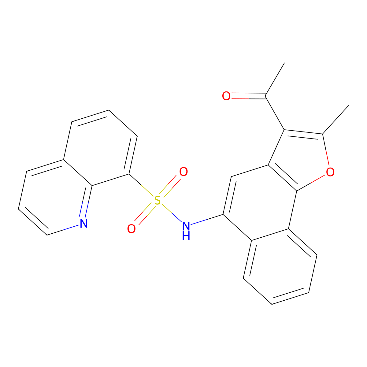 N-{3-Acetyl-2-methylnaphtho[1,2-B]furan-5-YL}quinoline-8-sulfonamide molecular structure, CAS 825611-25-4
