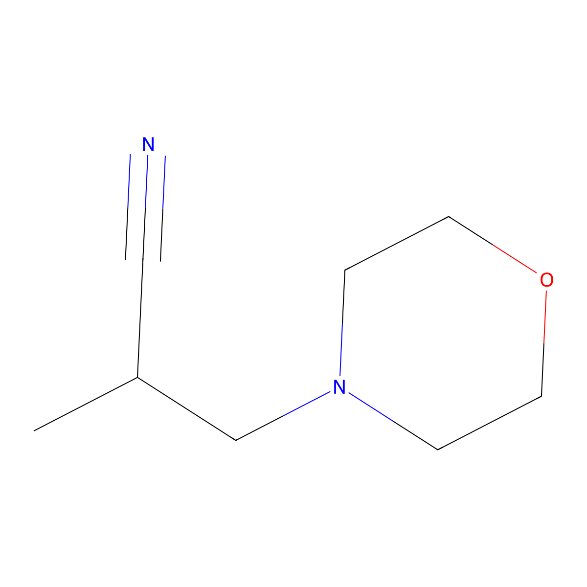 2-Methyl-3-morpholin-4-ylpropanenitrile molecular structure, CAS 825615-37-0
