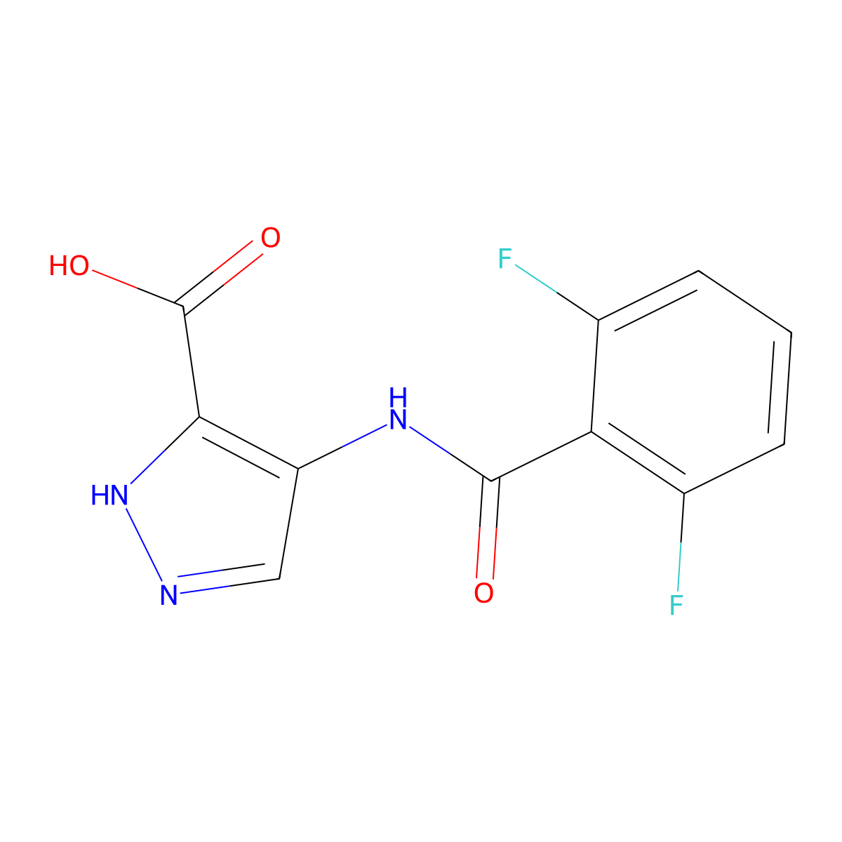 4-(2,6-Difluorobenzamido)-1H-pyrazole-5-carboxylic acid molecular structure, CAS 825618-95-9