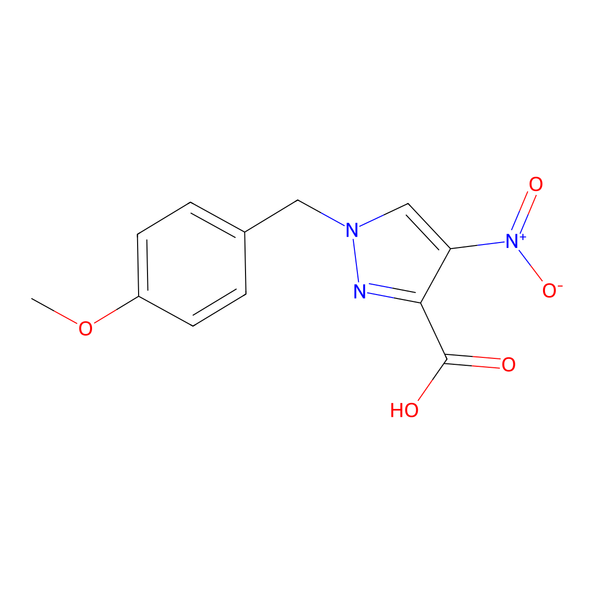 1-[(4-Methoxyphenyl)methyl]-4-nitro-1H-pyrazole-3-carboxylic acid molecular structure, CAS 825619-25-8