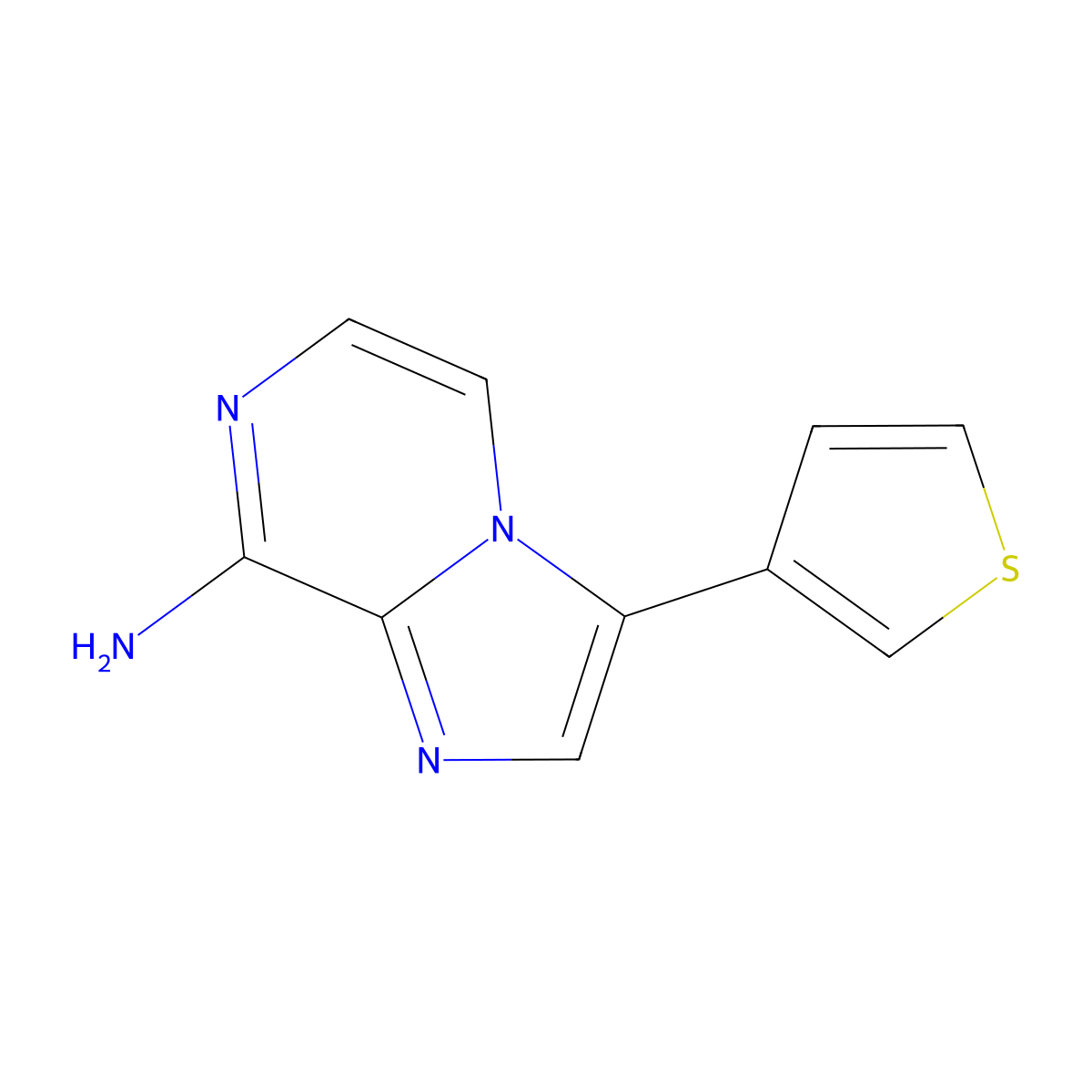 Imidazo[1,2-a]pyrazin-8-amine, 3-(3-thienyl)- molecular structure, CAS 825630-41-9