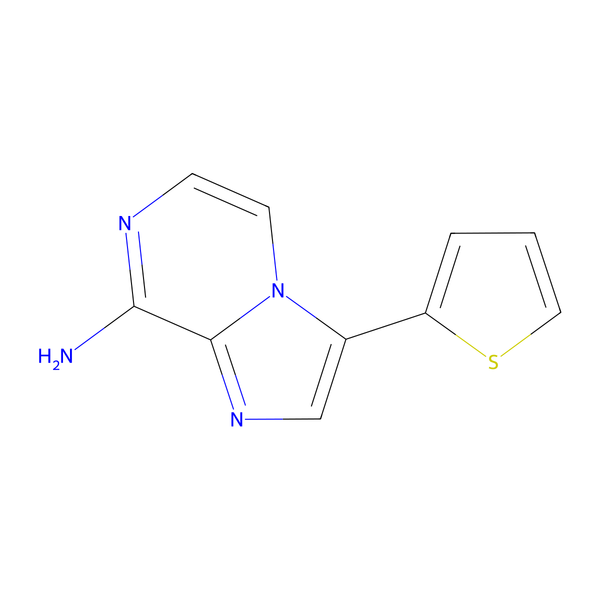 3-(Thiophen-2-yl)imidazo[1,2-a]pyrazin-8-amine molecular structure, CAS 825630-49-7