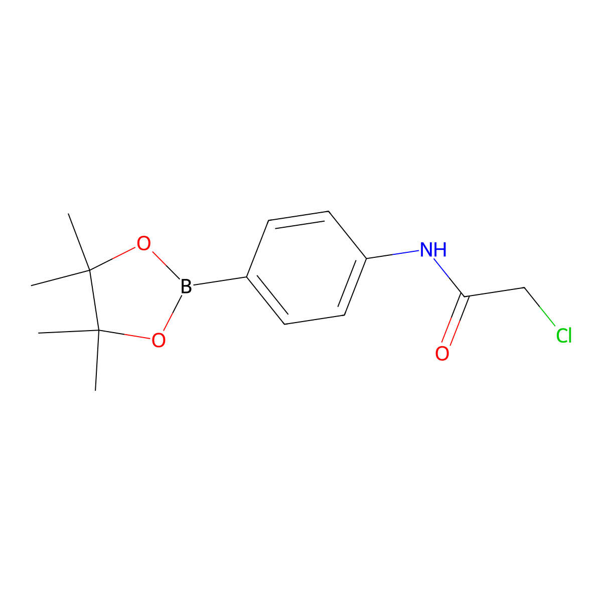 2-chloro-N-(4-(4,4,5,5-tetramethyl-1,3,2-dioxaborolan-2-yl)phenyl)acetamide molecular structure, CAS 825630-79-3