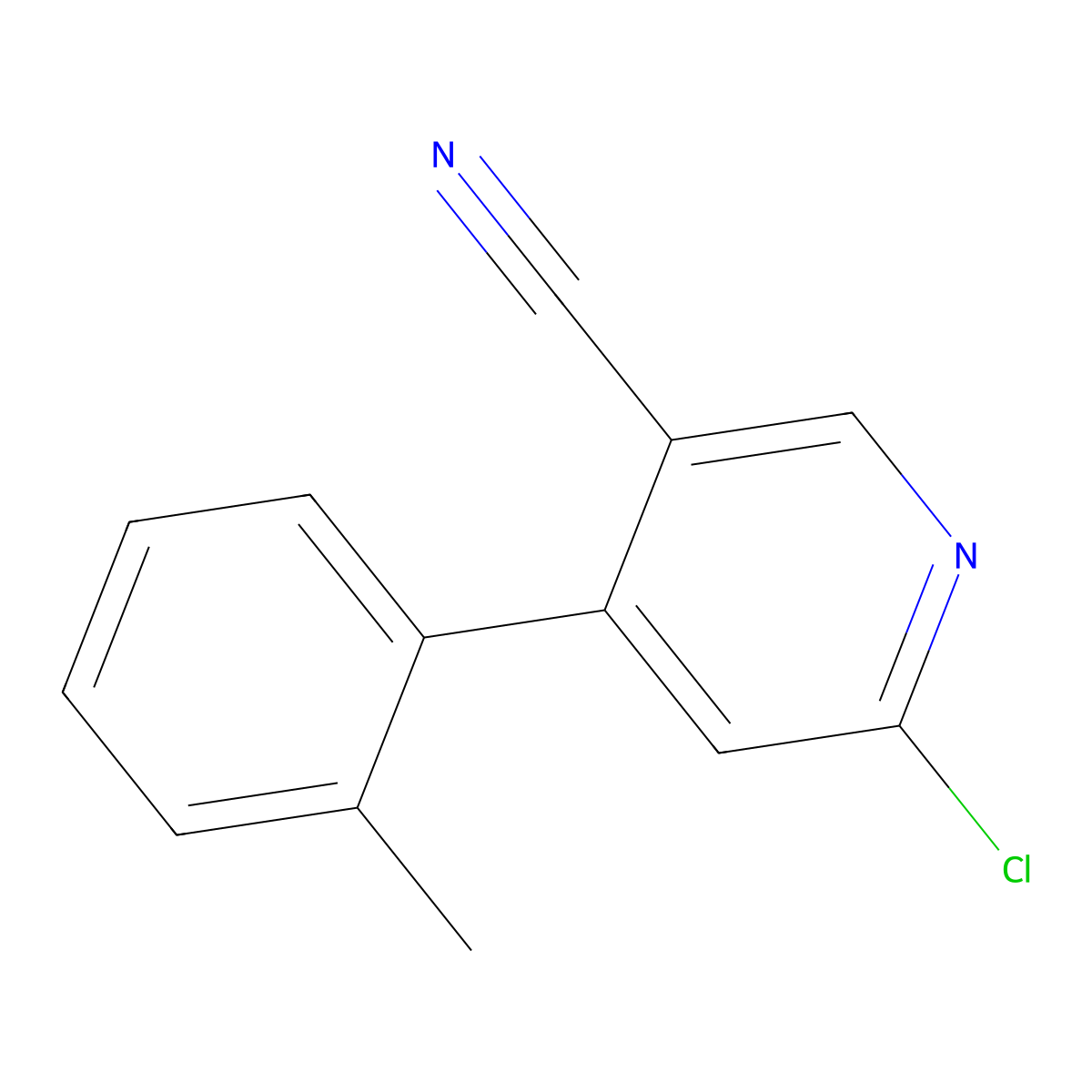 6-Chloro-4-(o-tolyl)nicotinonitrile molecular structure, CAS 825638-00-4