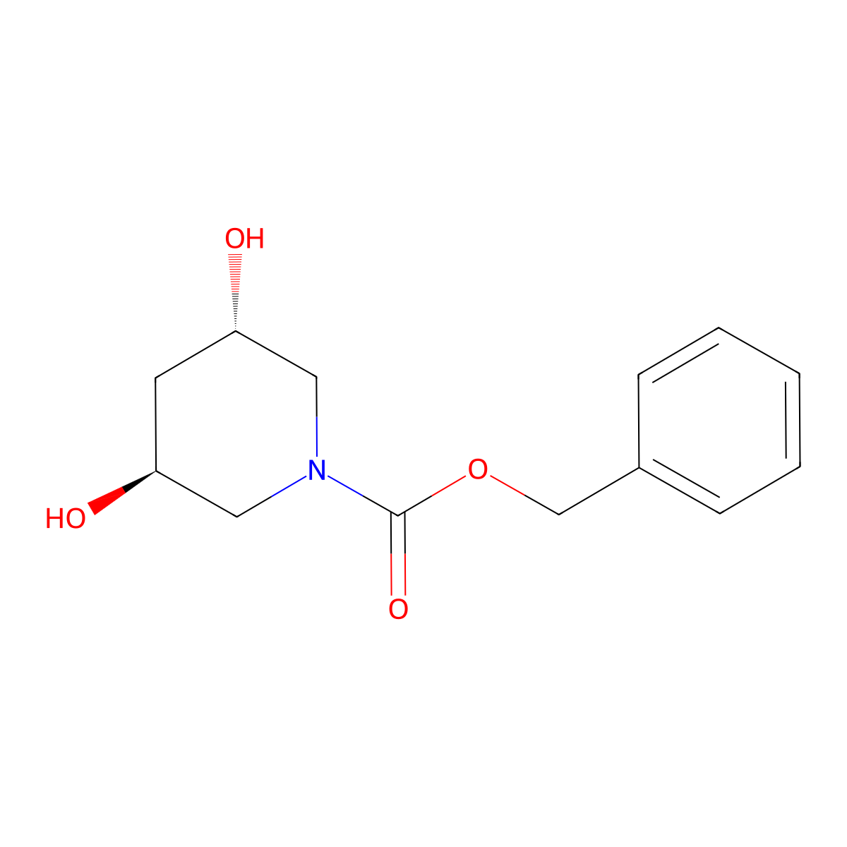 benzyl (3S,5S)-3,5-dihydroxypiperidine-1-carboxylate molecular structure, CAS 825644-55-1