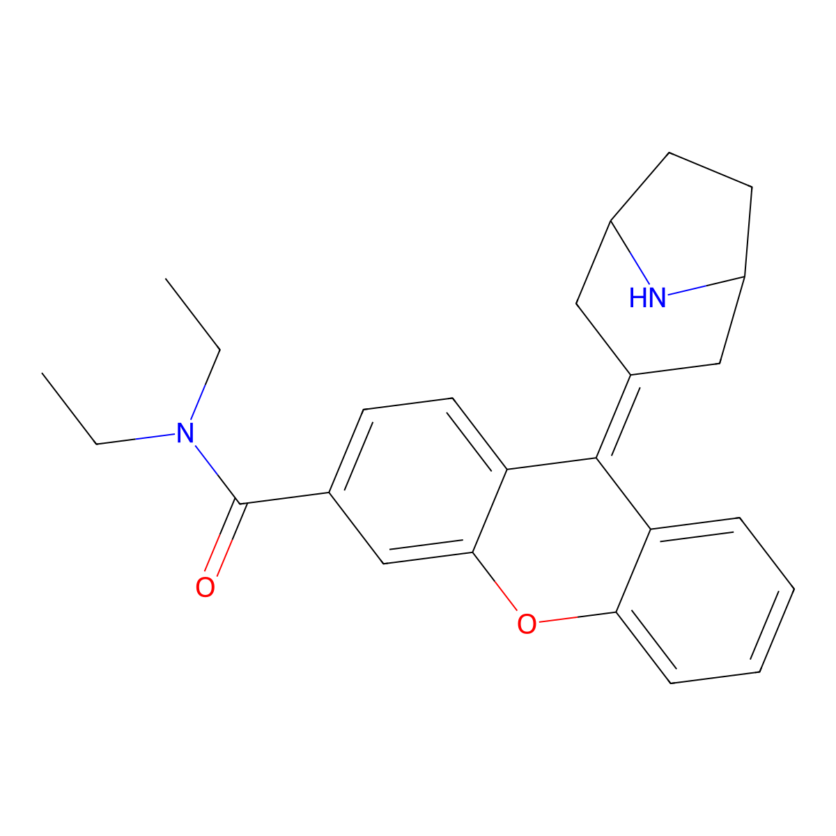 9-(8-azabicyclo[3.2.1]octan-3-ylidene)-N,N-diethylxanthene-3-carboxamide molecular structure, CAS 825649-28-3