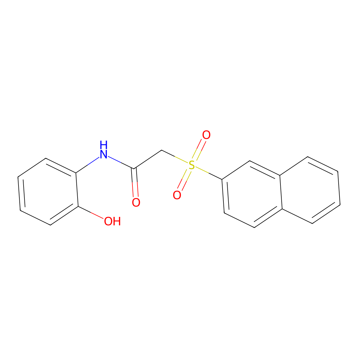 N-(2-hydroxyphenyl)-2-naphthalen-2-ylsulfonylacetamide molecular structure, CAS 825655-39-8