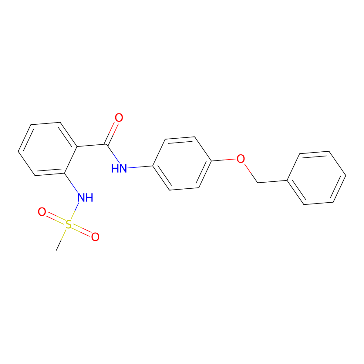 2-(methanesulfonamido)-N-(4-phenylmethoxyphenyl)benzamide molecular structure, CAS 825655-50-3