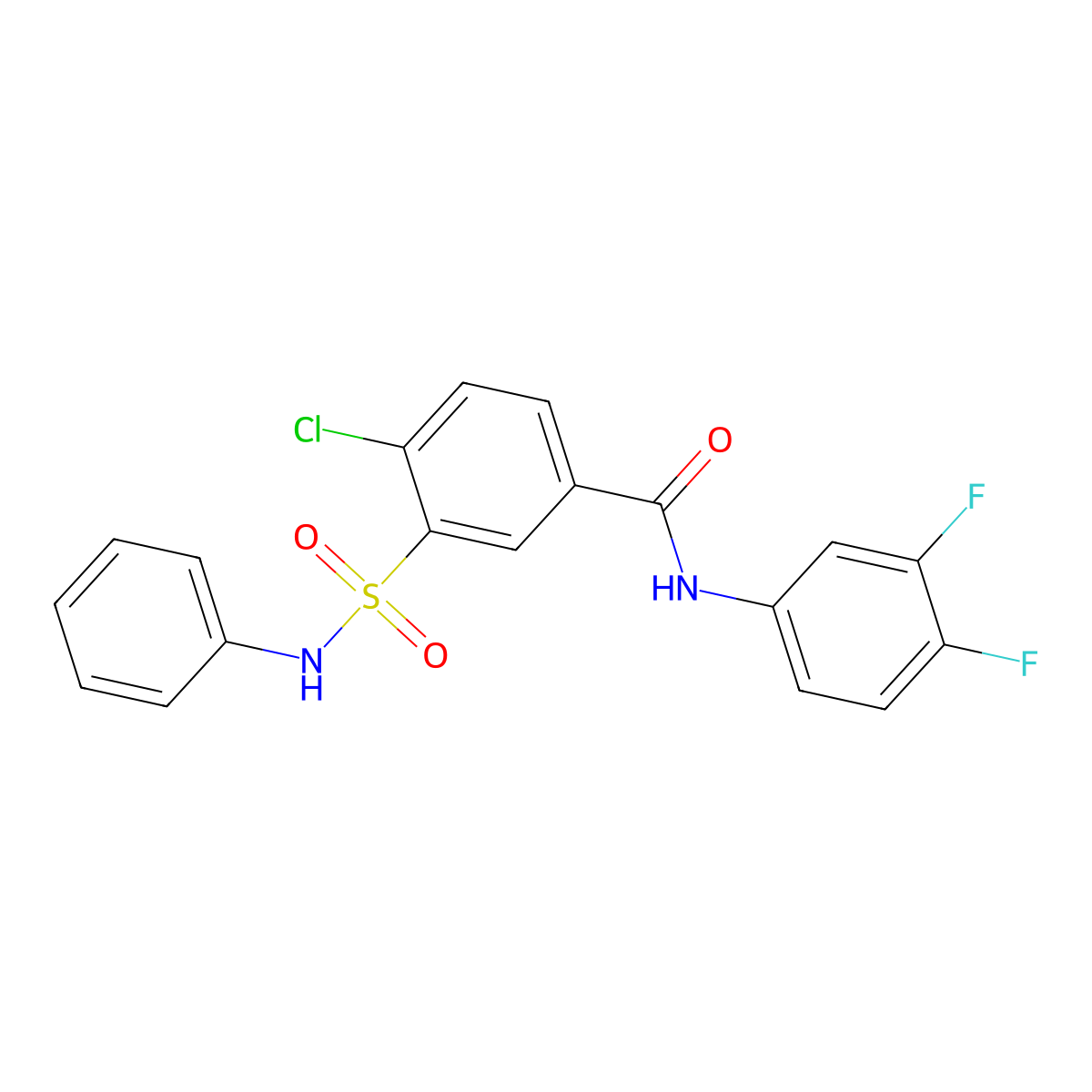 4-chloro-N-(3,4-difluorophenyl)-3-(phenylsulfamoyl)benzamide molecular structure, CAS 825655-55-8