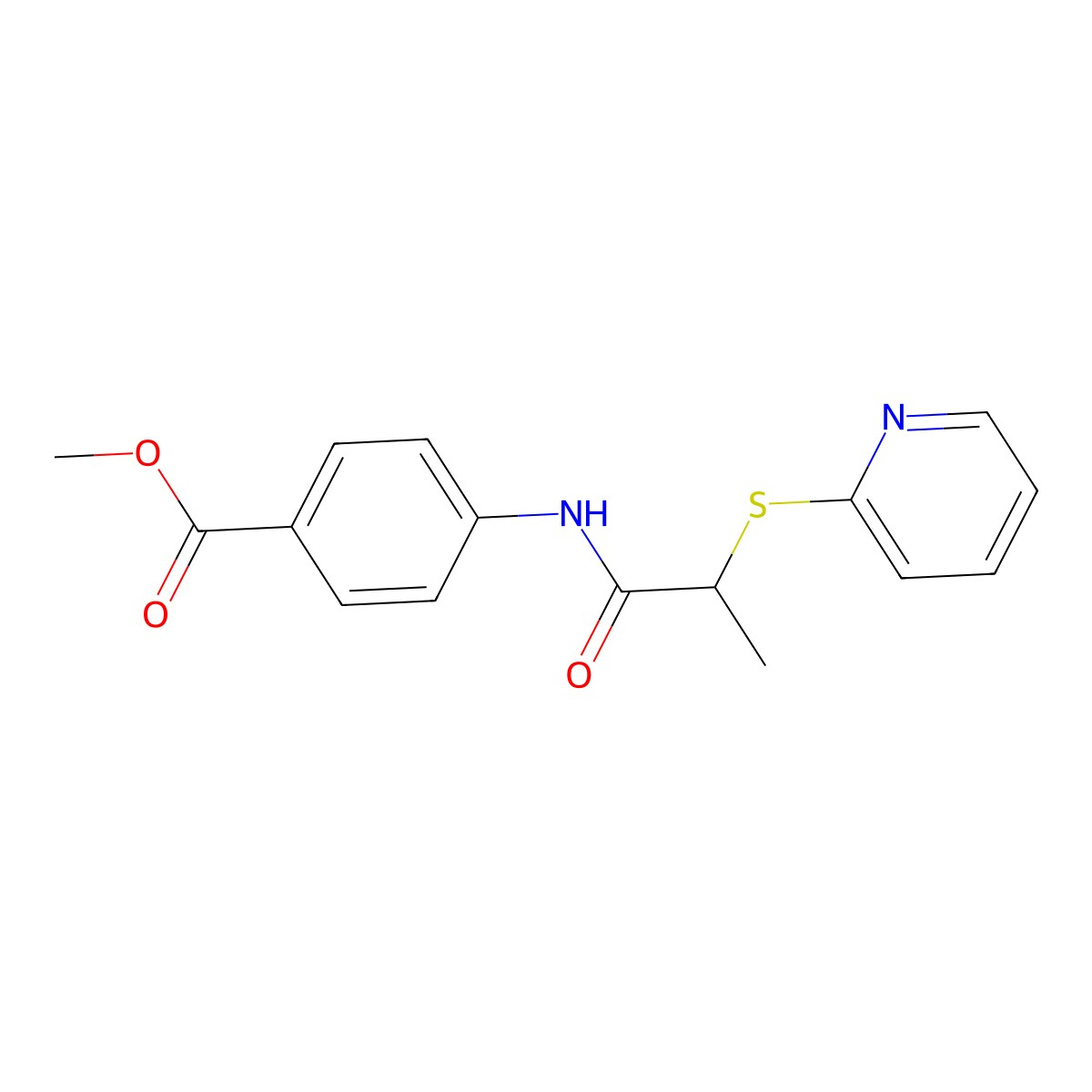 Methyl 4-{[2-(pyridin-2-ylsulfanyl)propanoyl]amino}benzoate molecular structure, CAS 825655-62-7