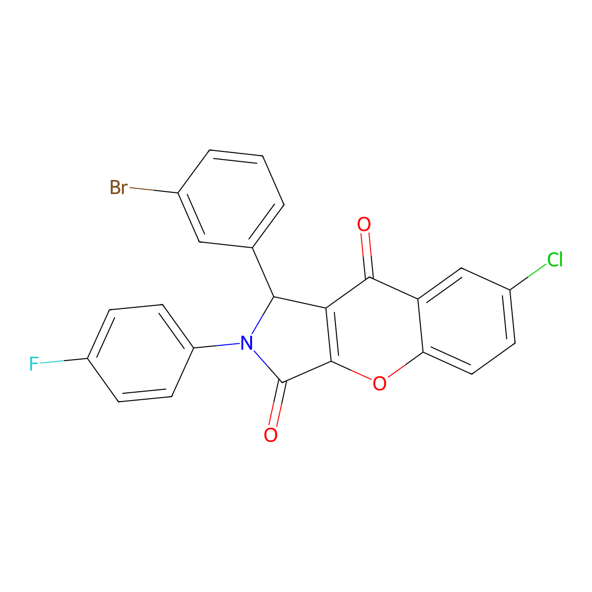 1-(3-bromophenyl)-7-chloro-2-(4-fluorophenyl)-1H-chromeno[2,3-c]pyrrole-3,9-dione molecular structure, CAS 825655-64-9