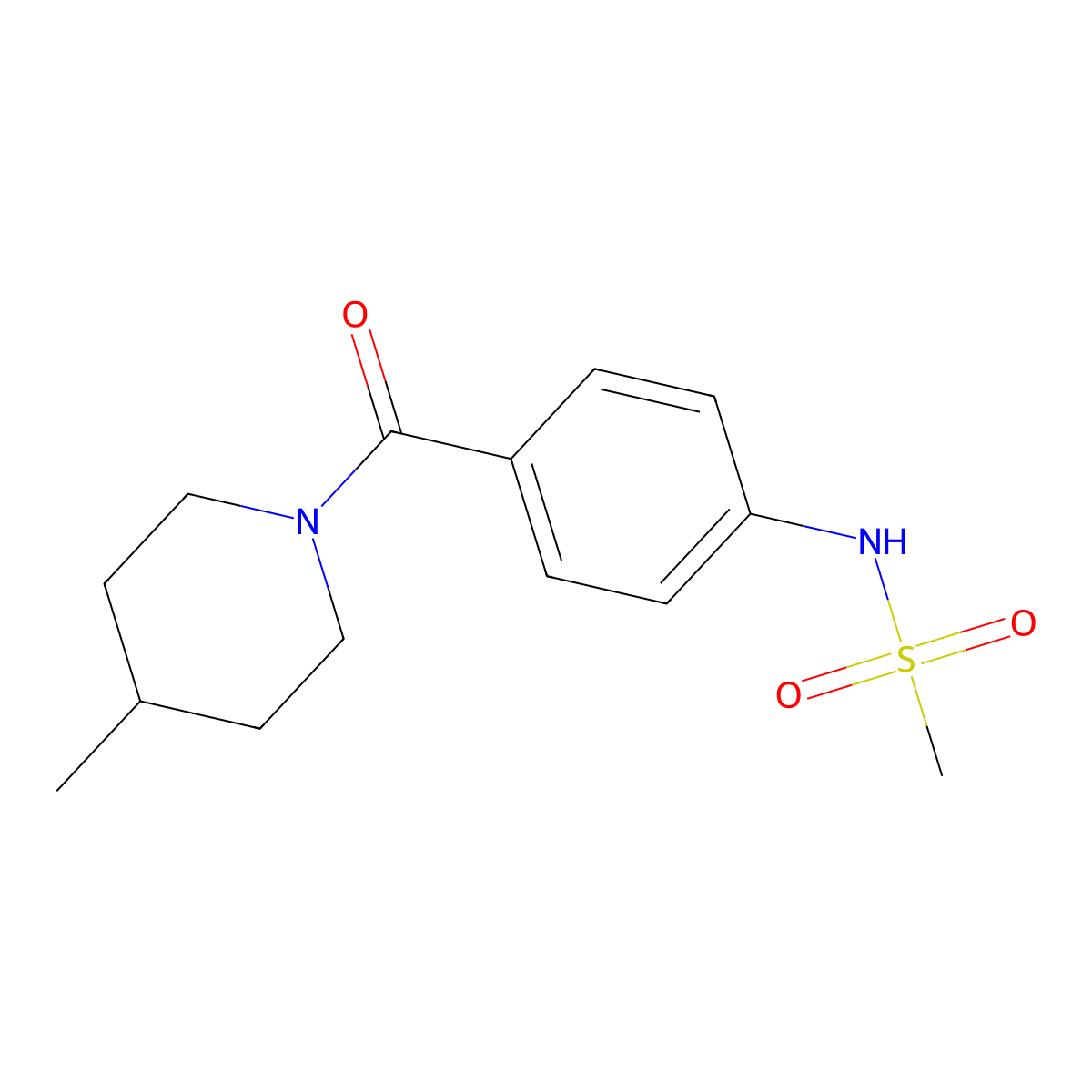 N-[4-(4-methylpiperidine-1-carbonyl)phenyl]methanesulfonamide molecular structure, CAS 825656-29-9