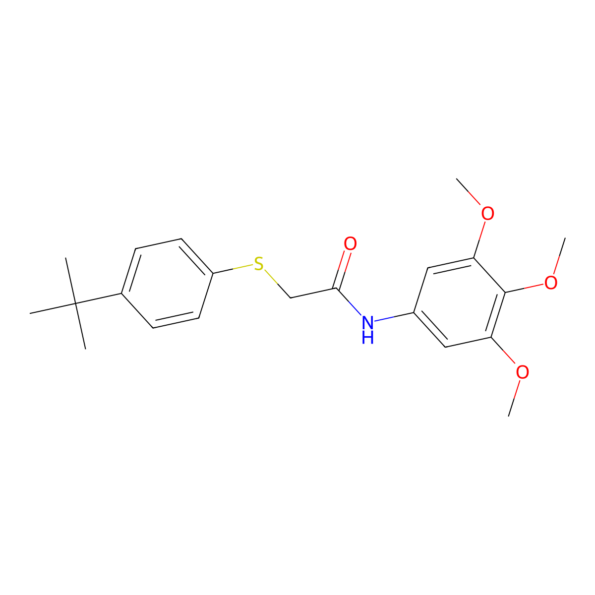 2-(4-tert-butylphenyl)sulfanyl-N-(3,4,5-trimethoxyphenyl)acetamide molecular structure, CAS 825656-33-5