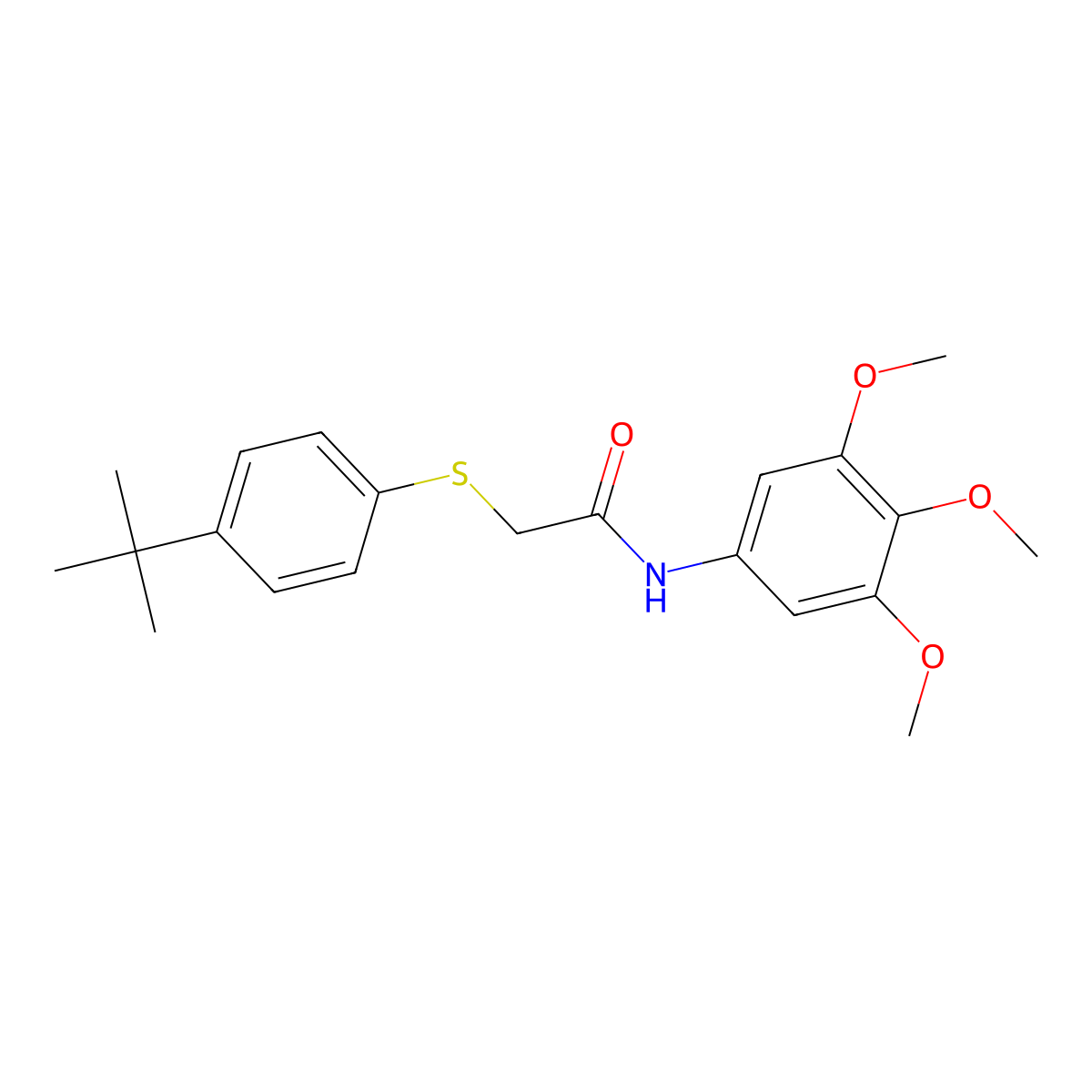 2-(4-tert-butylphenyl)sulfanyl-N-(3,4,5-trimethoxyphenyl)acetamide molecular structure, CAS 825656-33-5