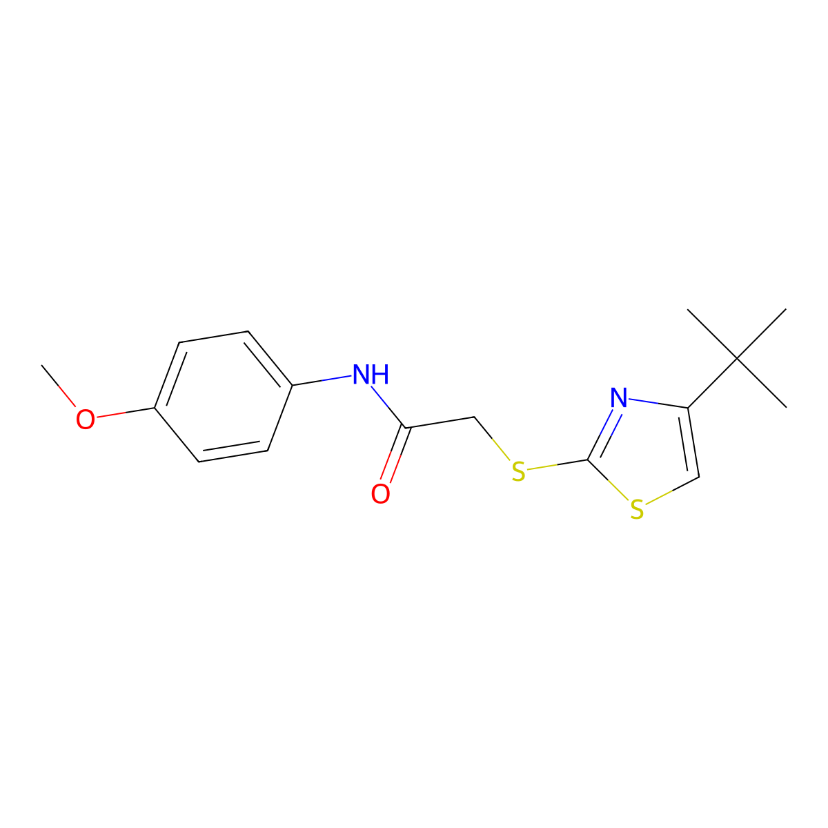 2-[(4-tert-butyl-1,3-thiazol-2-yl)sulfanyl]-N-(4-methoxyphenyl)acetamide molecular structure, CAS 825656-47-1