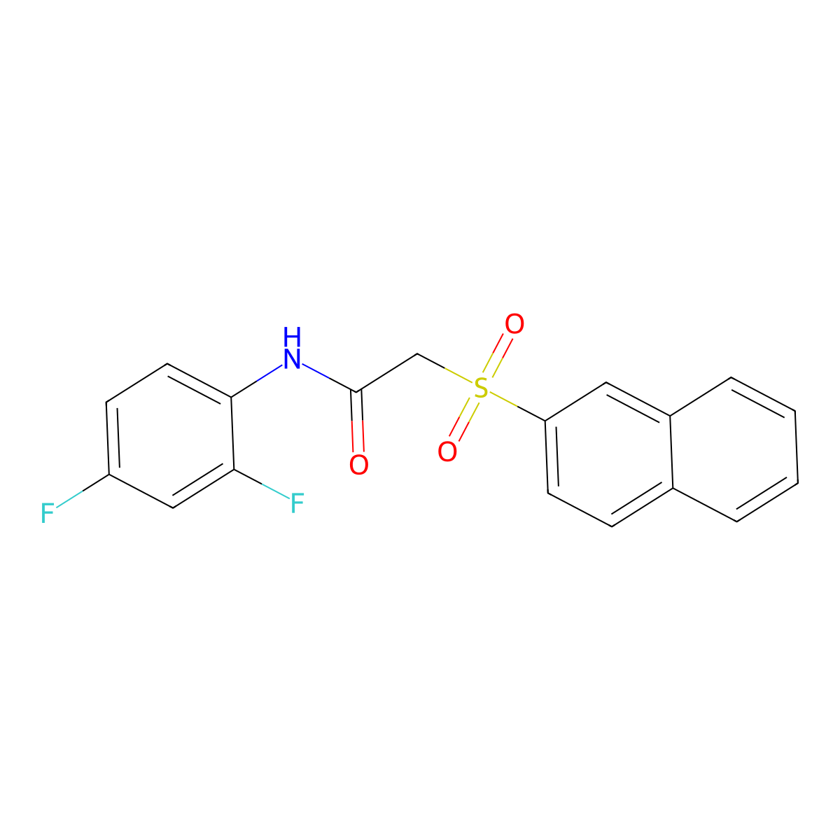 N-(2,4-difluorophenyl)-2-naphthalen-2-ylsulfonylacetamide molecular structure, CAS 825656-62-0