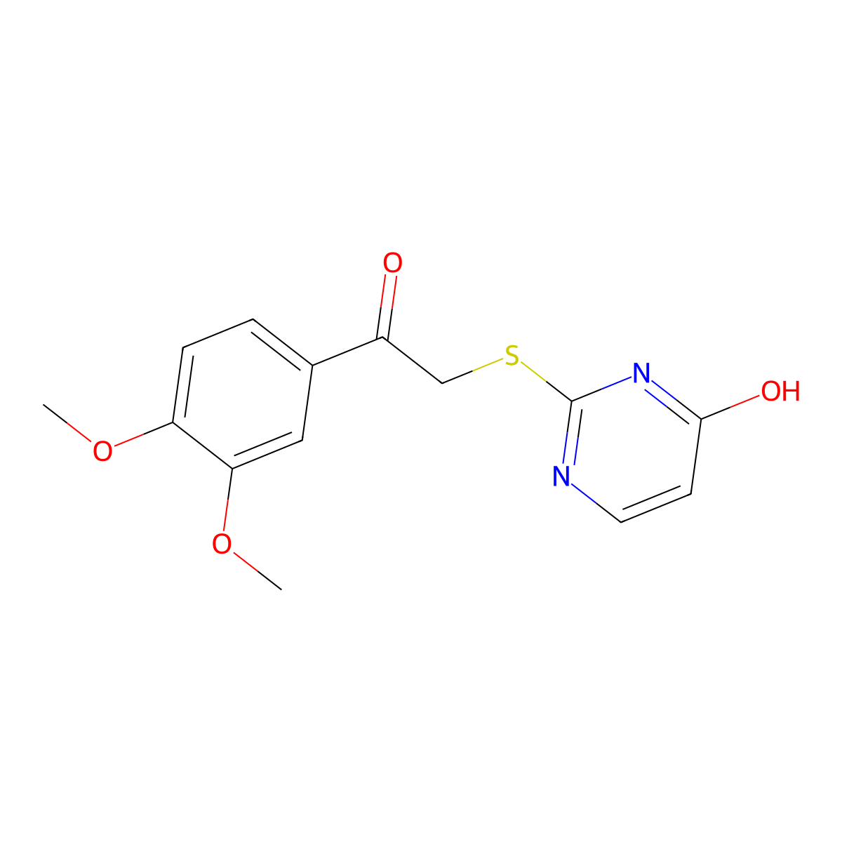 2-[2-(3,4-dimethoxyphenyl)-2-oxoethyl]sulfanyl-1H-pyrimidin-6-one molecular structure, CAS 825656-97-1