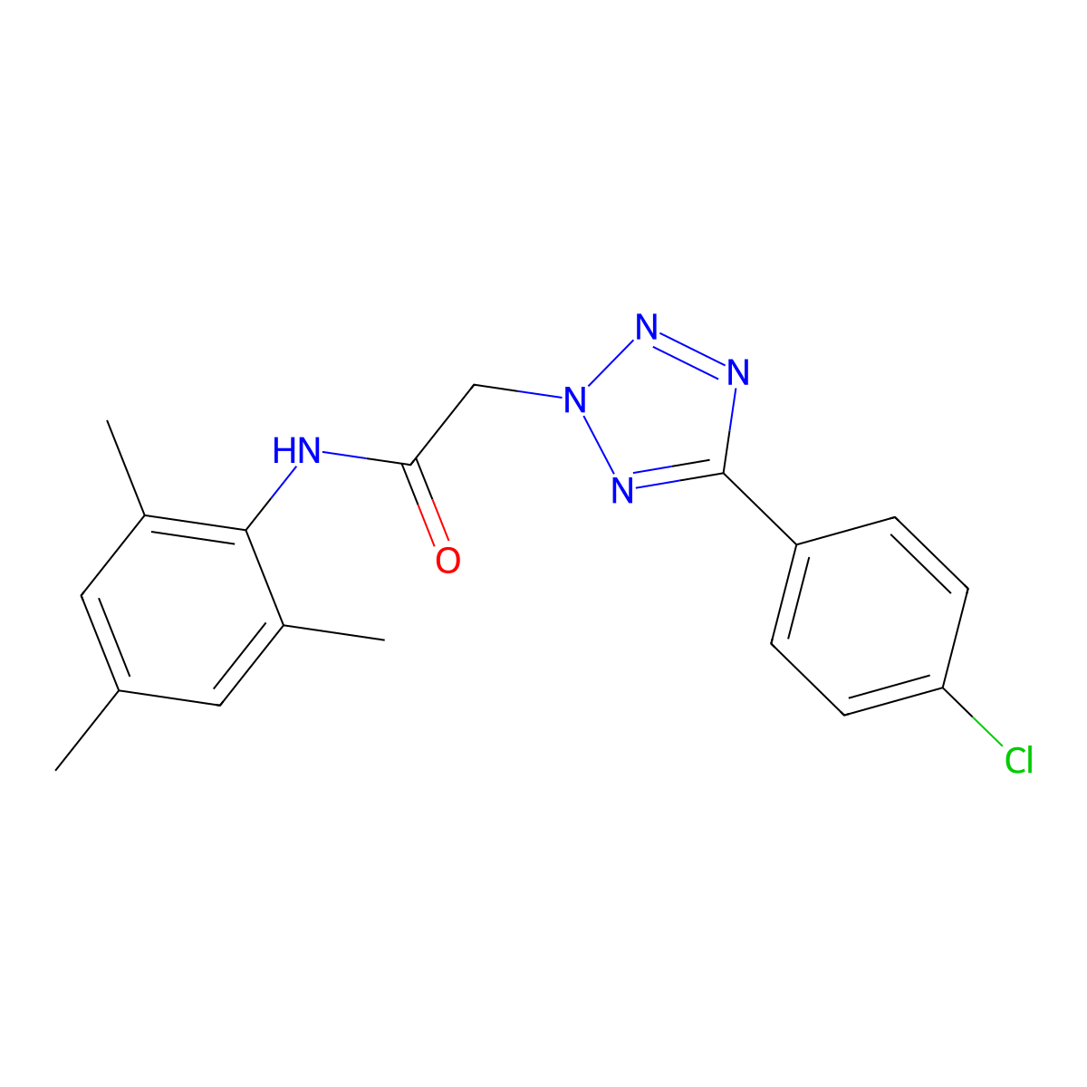 2-[5-(4-chlorophenyl)tetrazol-2-yl]-N-(2,4,6-trimethylphenyl)acetamide molecular structure, CAS 825657-14-5