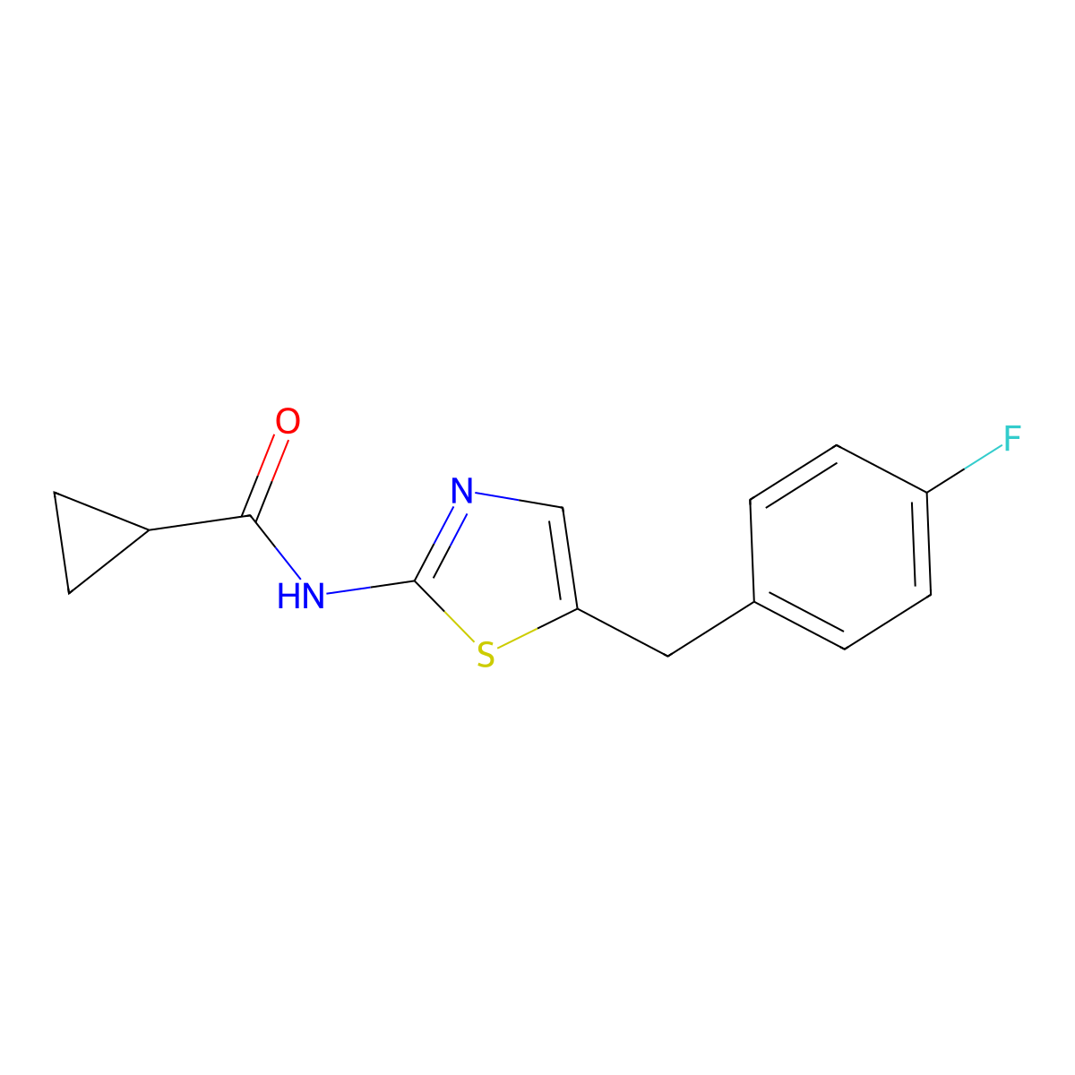 N-[5-[(4-fluorophenyl)methyl]-1,3-thiazol-2-yl]cyclopropanecarboxamide molecular structure, CAS 825657-33-8
