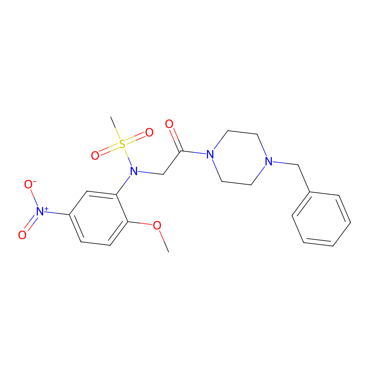 N-[2-(4-benzylpiperazin-1-yl)-2-oxoethyl]-N-(2-methoxy-5-nitrophenyl)methanesulfonamide molecular structure, CAS 825658-01-3