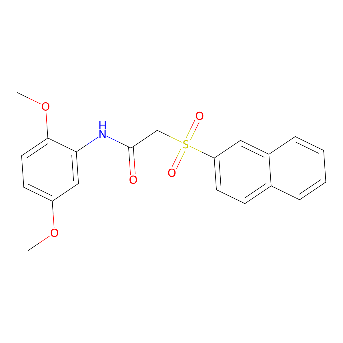 N-(2,5-dimethoxyphenyl)-2-naphthalen-2-ylsulfonylacetamide molecular structure, CAS 825658-02-4