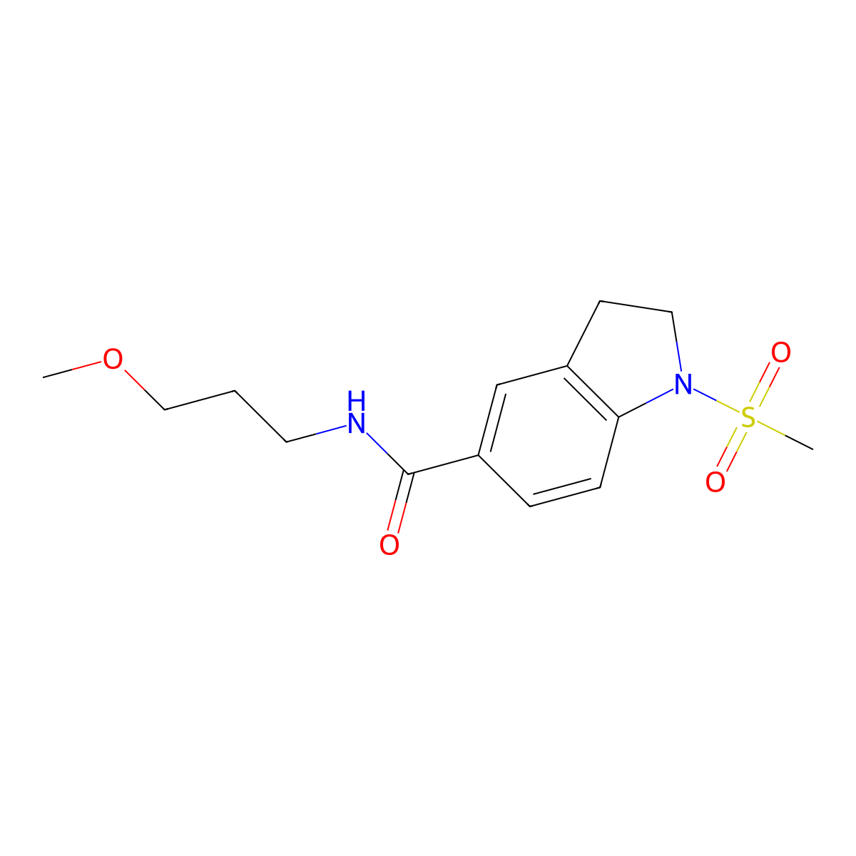 N-(3-methoxypropyl)-1-methylsulfonyl-2,3-dihydroindole-5-carboxamide molecular structure, CAS 825658-39-7