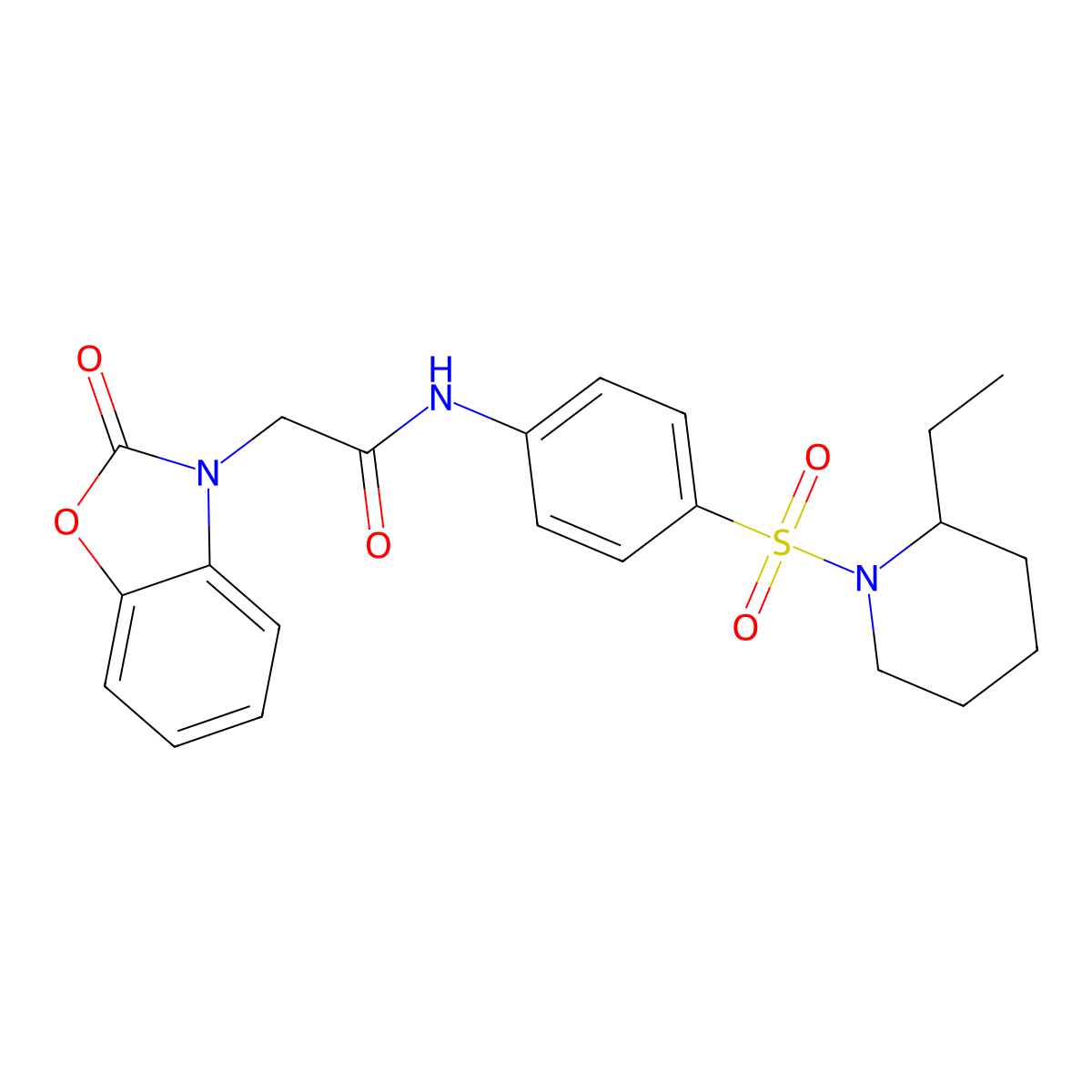 N-[4-(2-ethylpiperidin-1-yl)sulfonylphenyl]-2-(2-oxo-1,3-benzoxazol-3-yl)acetamide molecular structure, CAS 825658-57-9