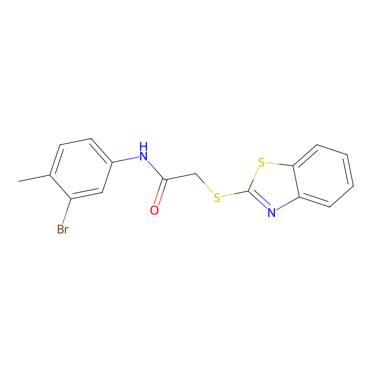 2-(1,3-benzothiazol-2-ylsulfanyl)-N-(3-bromo-4-methylphenyl)acetamide molecular structure, CAS 825658-69-3