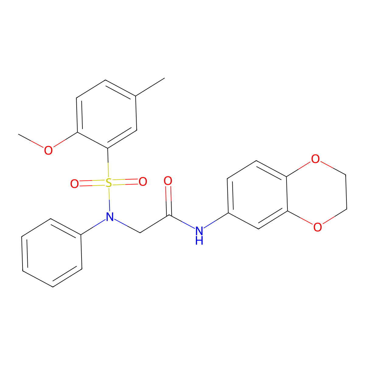 N-(2,3-dihydro-1,4-benzodioxin-6-yl)-2-(N-(2-methoxy-5-methylphenyl)sulfonylanilino)acetamide molecular structure, CAS 825658-76-2