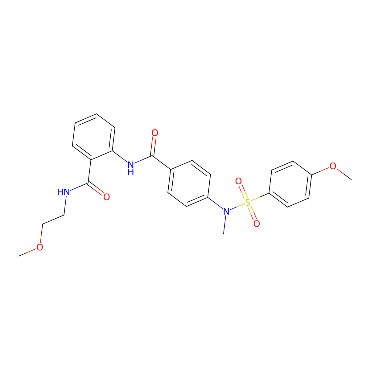 N-(2-methoxyethyl)-2-[[4-[(4-methoxyphenyl)sulfonyl-methylamino]benzoyl]amino]benzamide molecular structure, CAS 825658-81-9
