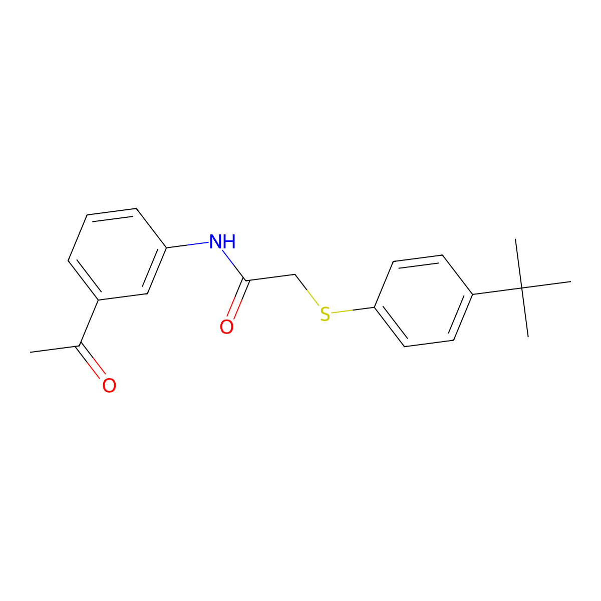 N-(3-acetylphenyl)-2-(4-tert-butylphenyl)sulfanylacetamide molecular structure, CAS 825659-04-9