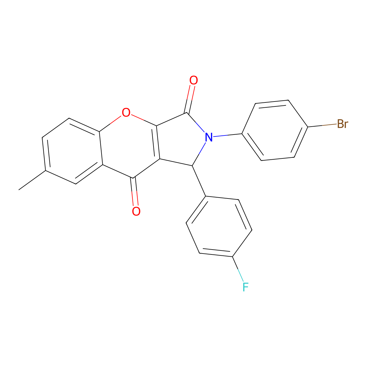 2-(4-bromophenyl)-1-(4-fluorophenyl)-7-methyl-1H-chromeno[2,3-c]pyrrole-3,9-dione molecular structure, CAS 825659-13-0