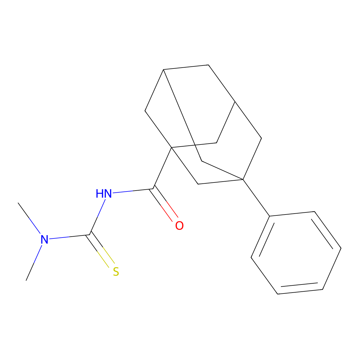 N-(dimethylcarbamothioyl)-3-phenyladamantane-1-carboxamide molecular structure, CAS 825659-20-9