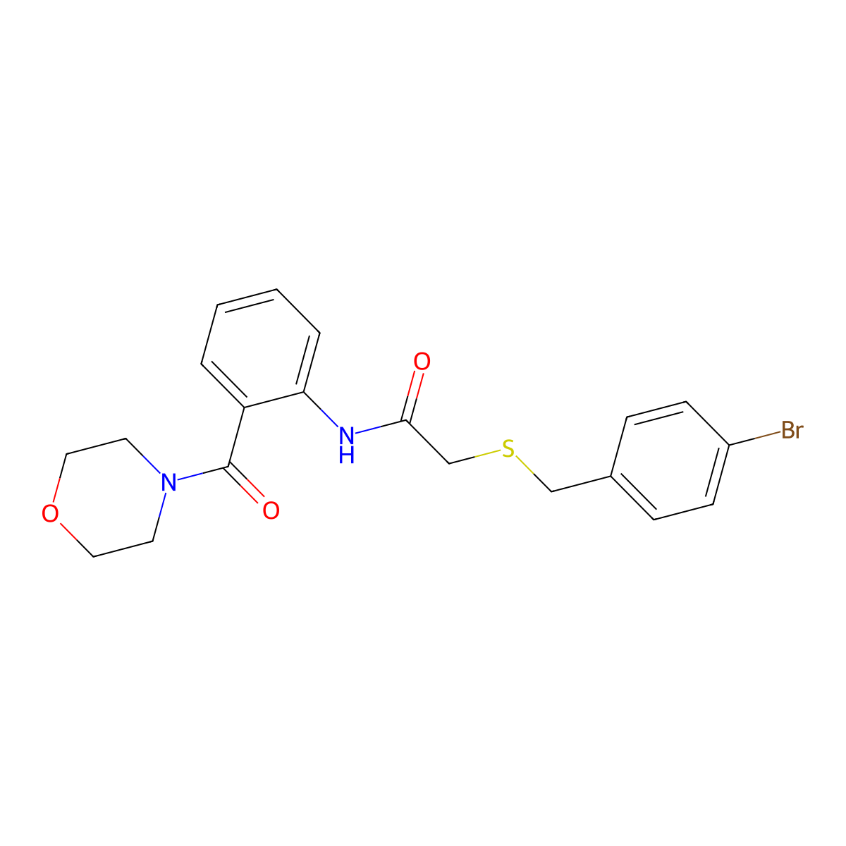 2-[(4-bromophenyl)methylsulfanyl]-N-[2-(morpholine-4-carbonyl)phenyl]acetamide molecular structure, CAS 825659-65-2