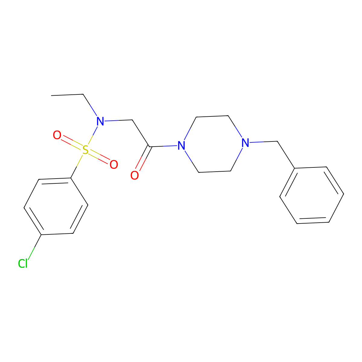 N-[2-(4-benzylpiperazin-1-yl)-2-oxoethyl]-4-chloro-N-ethylbenzenesulfonamide molecular structure, CAS 825659-69-6
