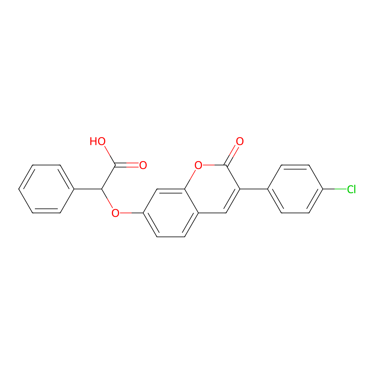 {[3-(4-chlorophenyl)-2-oxo-2H-chromen-7-yl]oxy}(phenyl)acetic acid molecular structure, CAS 825659-82-3