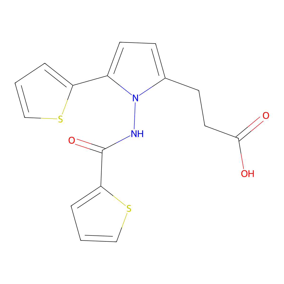 3-{5-(thiophen-2-yl)-1-[(thiophen-2-ylcarbonyl)amino]-1H-pyrrol-2-yl}propanoic acid molecular structure, CAS 825660-01-3