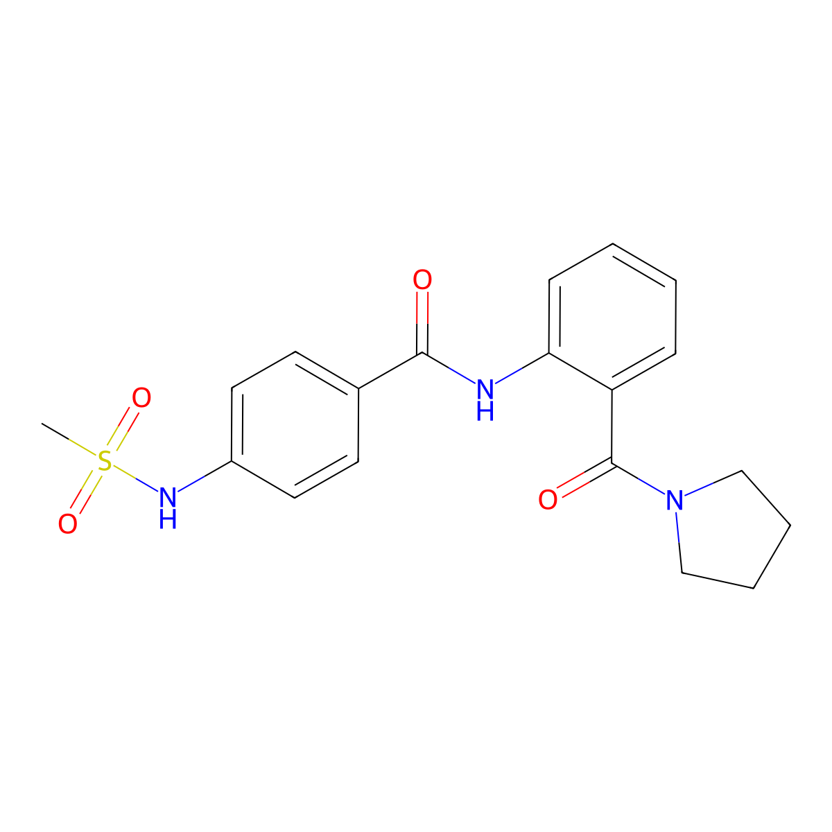 4-(methanesulfonamido)-N-[2-(pyrrolidine-1-carbonyl)phenyl]benzamide molecular structure, CAS 825660-12-6
