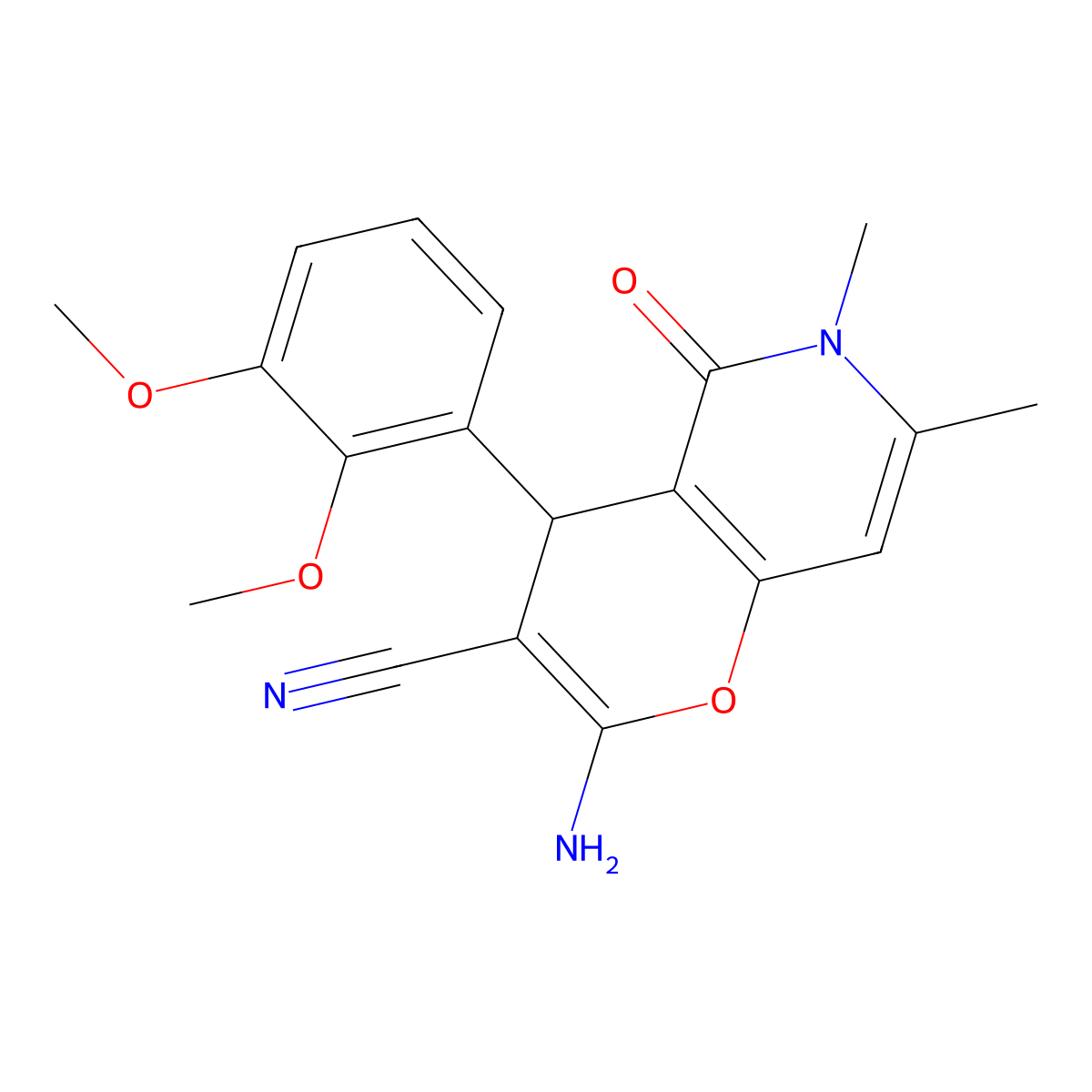 2-amino-4-(2,3-dimethoxyphenyl)-6,7-dimethyl-5-oxo-5,6-dihydro-4H-pyrano[3,2-c]pyridine-3-carbonitrile molecular structure, CAS 825661-62-9