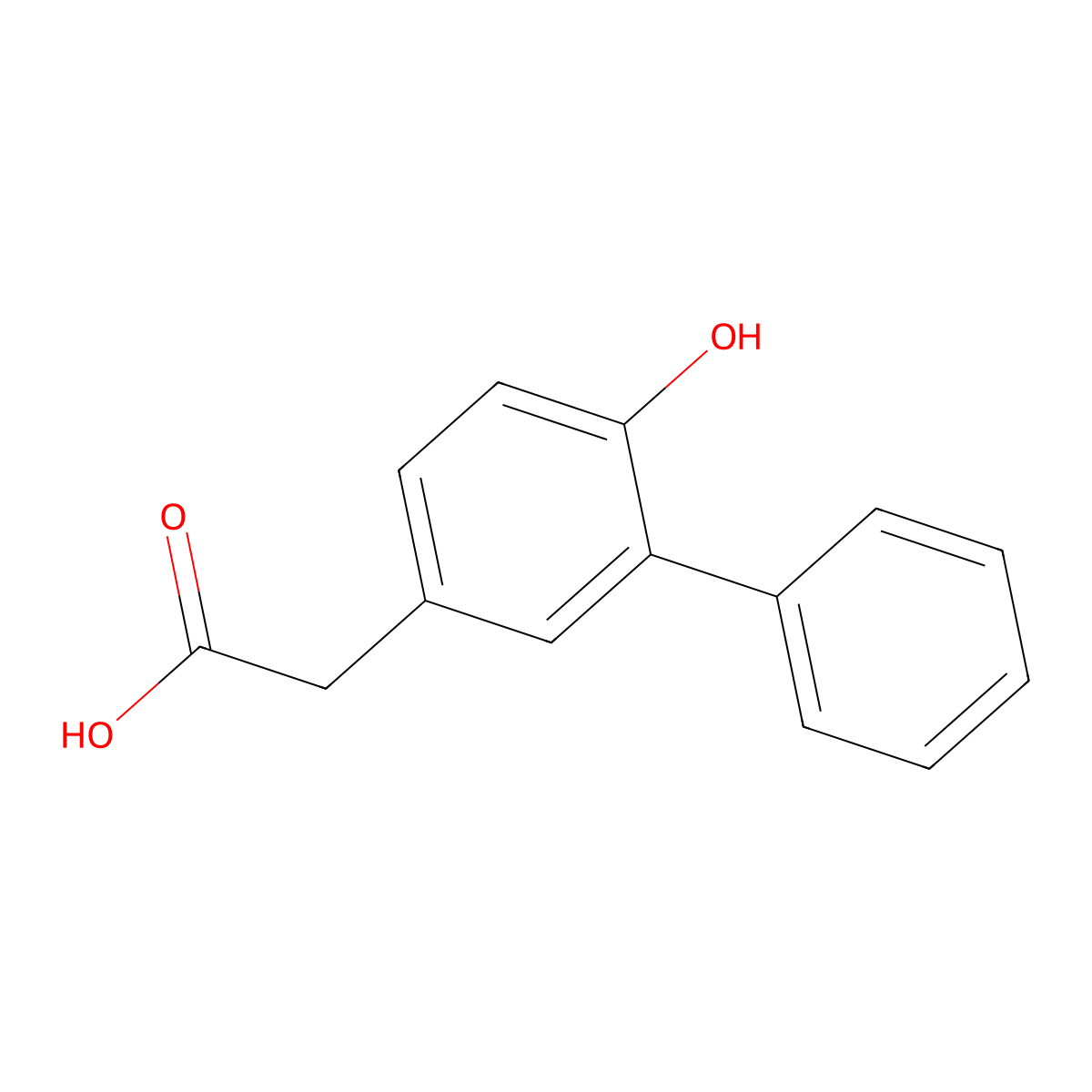 (6-Hydroxybiphenyl-3-yl)acetic acid molecular structure, CAS 82575-41-5