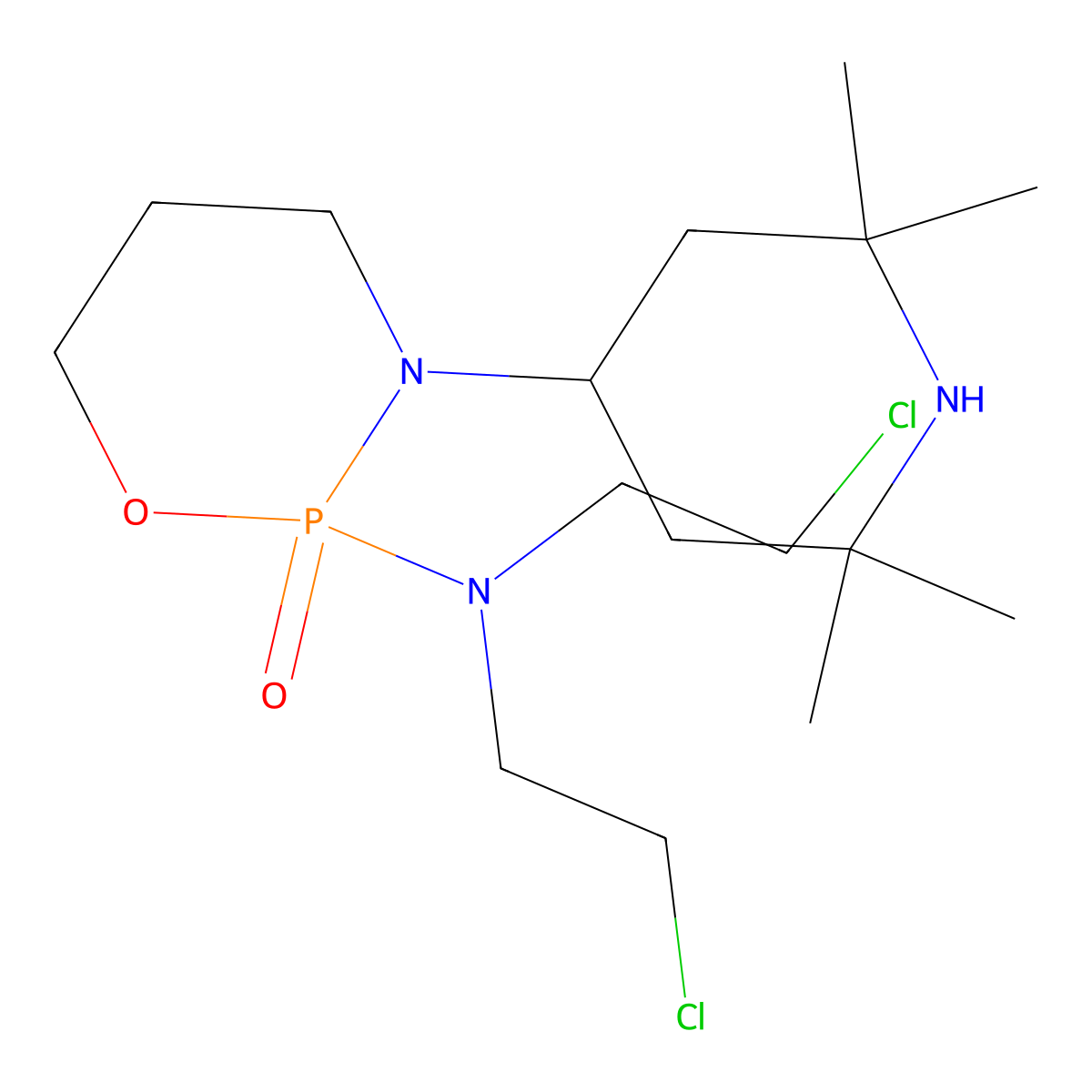 N,N-bis(2-chloroethyl)-2-oxo-3-(2,2,6,6-tetramethylpiperidin-4-yl)-1,3,2lambda5-oxazaphosphinan-2-amine molecular structure, CAS 82576-63-4