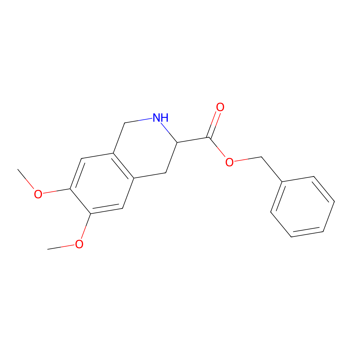 Benzyl 6,7-dimethoxy-1,2,3,4-tetrahydroisoquinoline-3-carboxylate molecular structure, CAS 82586-59-2