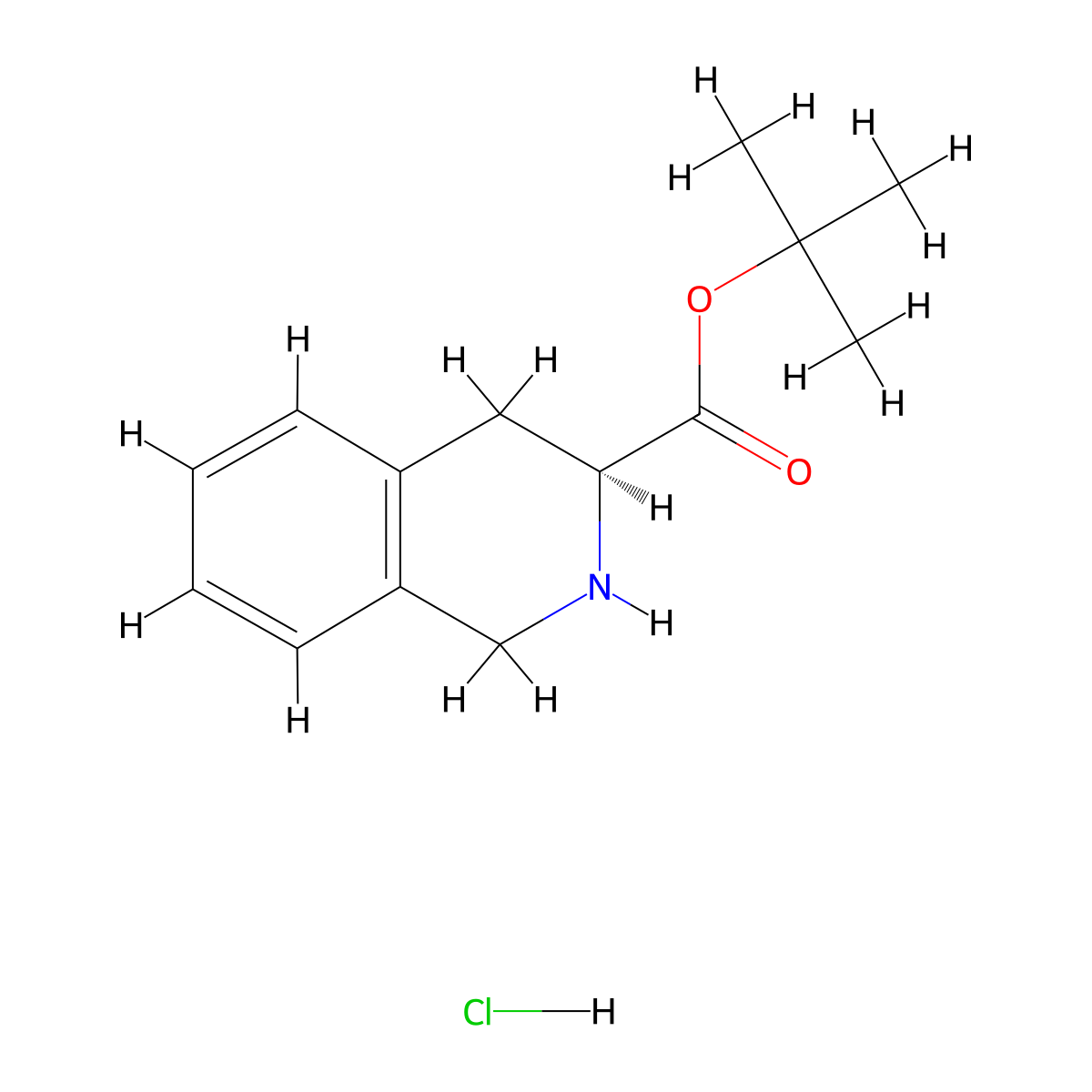 (S)-Tert-butyl 1,2,3,4-tetrahydroisoquinoline-3-carboxylate hydrochloride molecular structure, CAS 82586-60-5