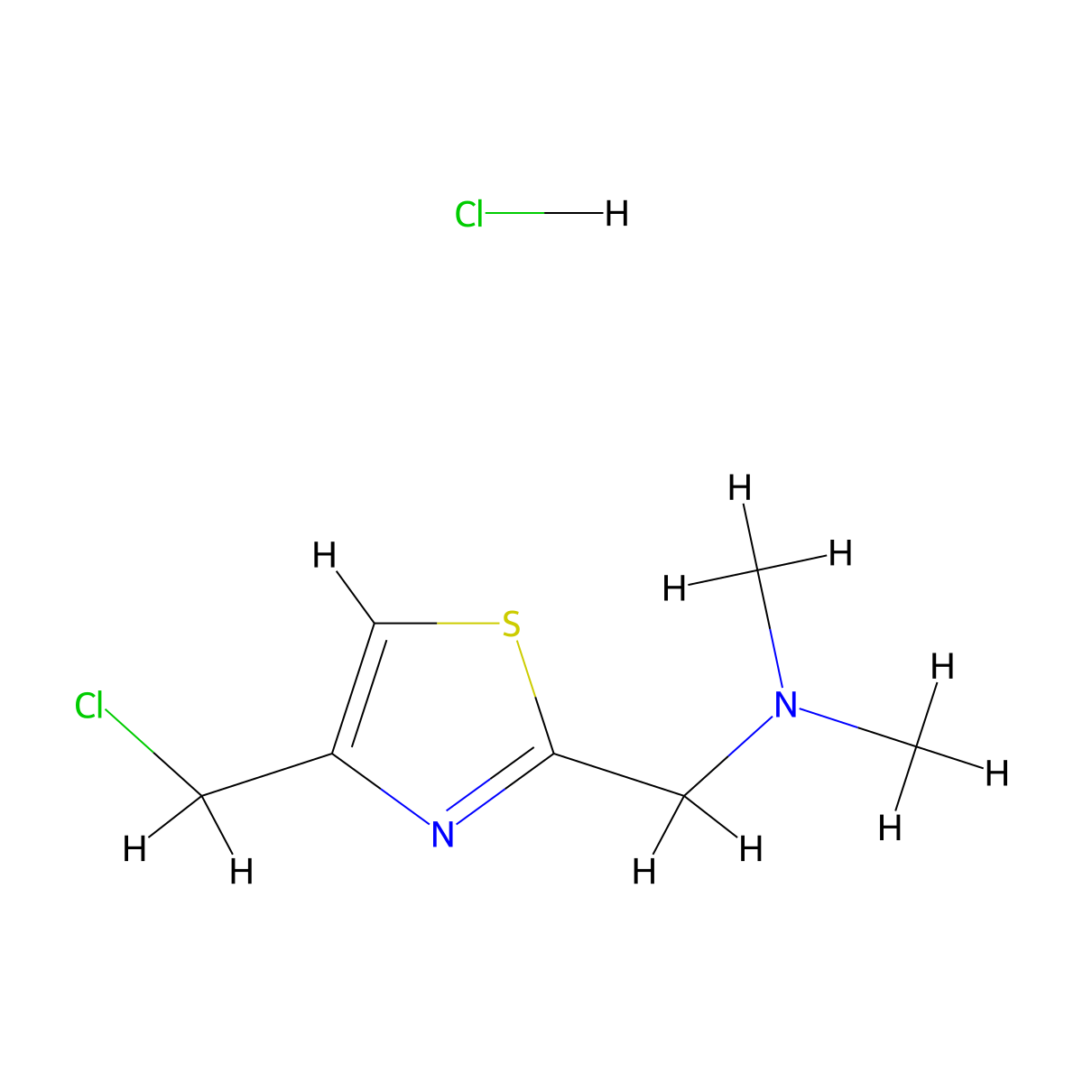 1-(4-(chloromethyl)thiazol-2-yl)-N,N-dimethylmethanamine hydrochloride molecular structure, CAS 82586-71-8