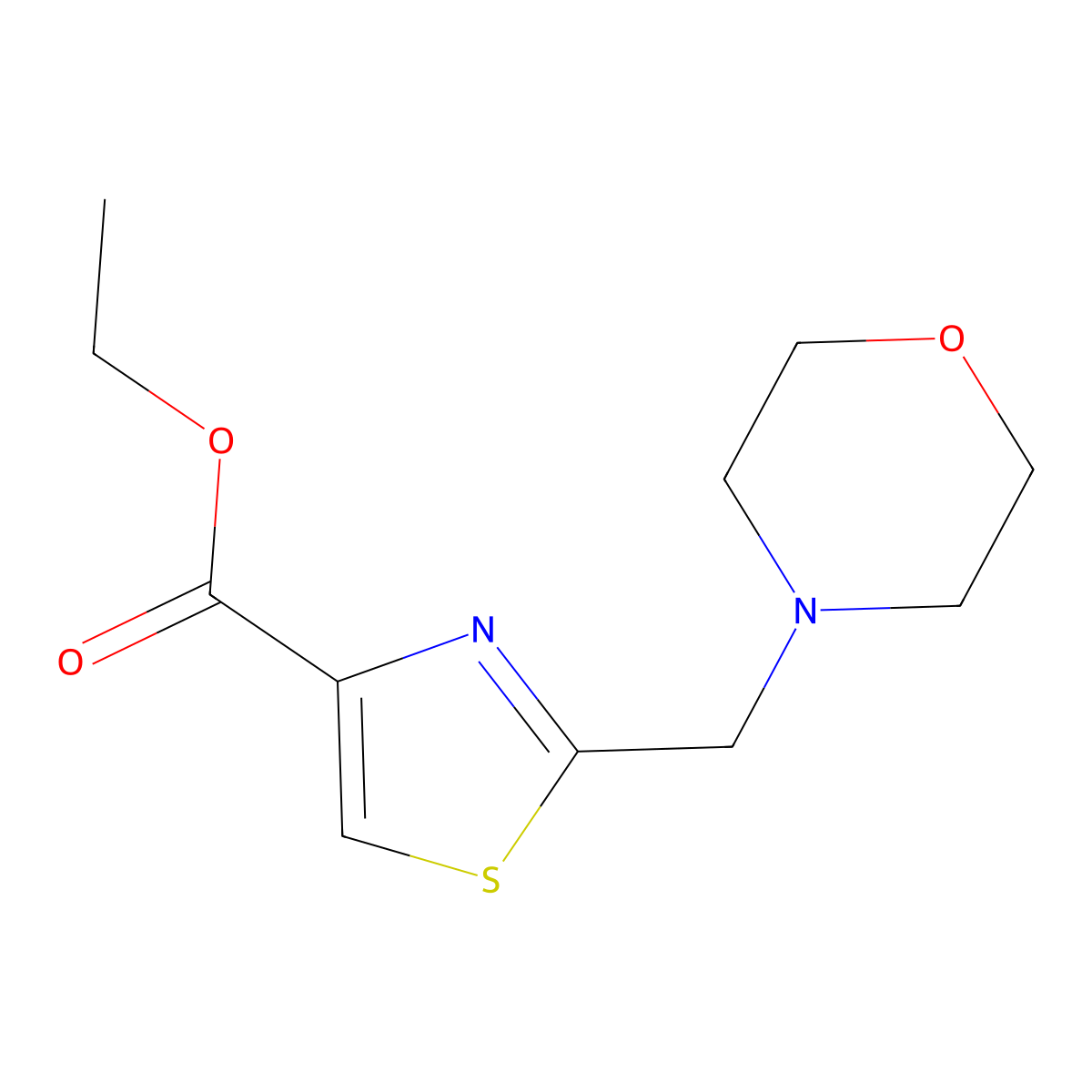 Ethyl 2-(4-morpholinylmethyl)-1,3-thiazole-4-carboxylate molecular structure, CAS 82586-93-4