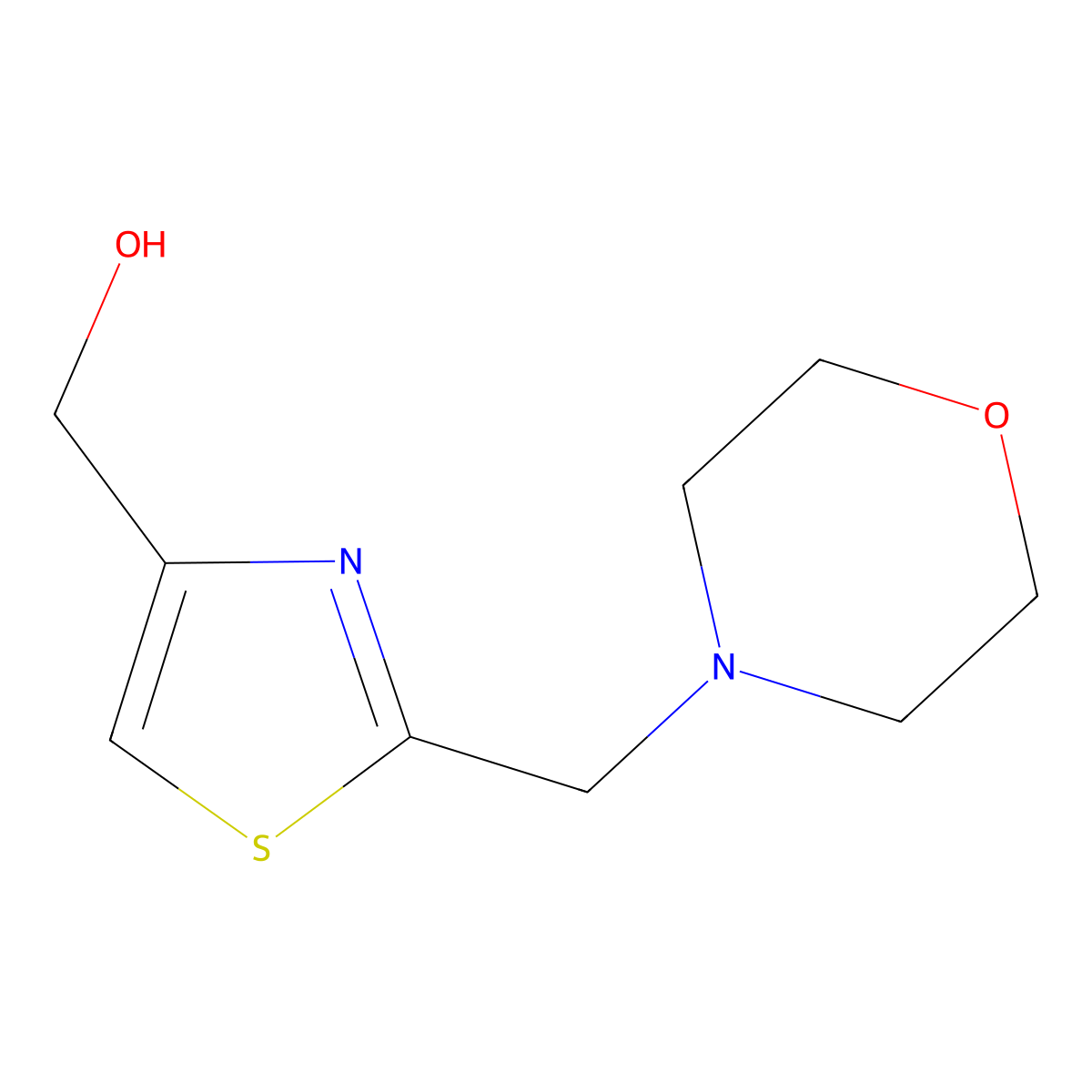 {2-[(Morpholin-4-yl)methyl]-1,3-thiazol-4-yl}methanol molecular structure, CAS 82586-94-5