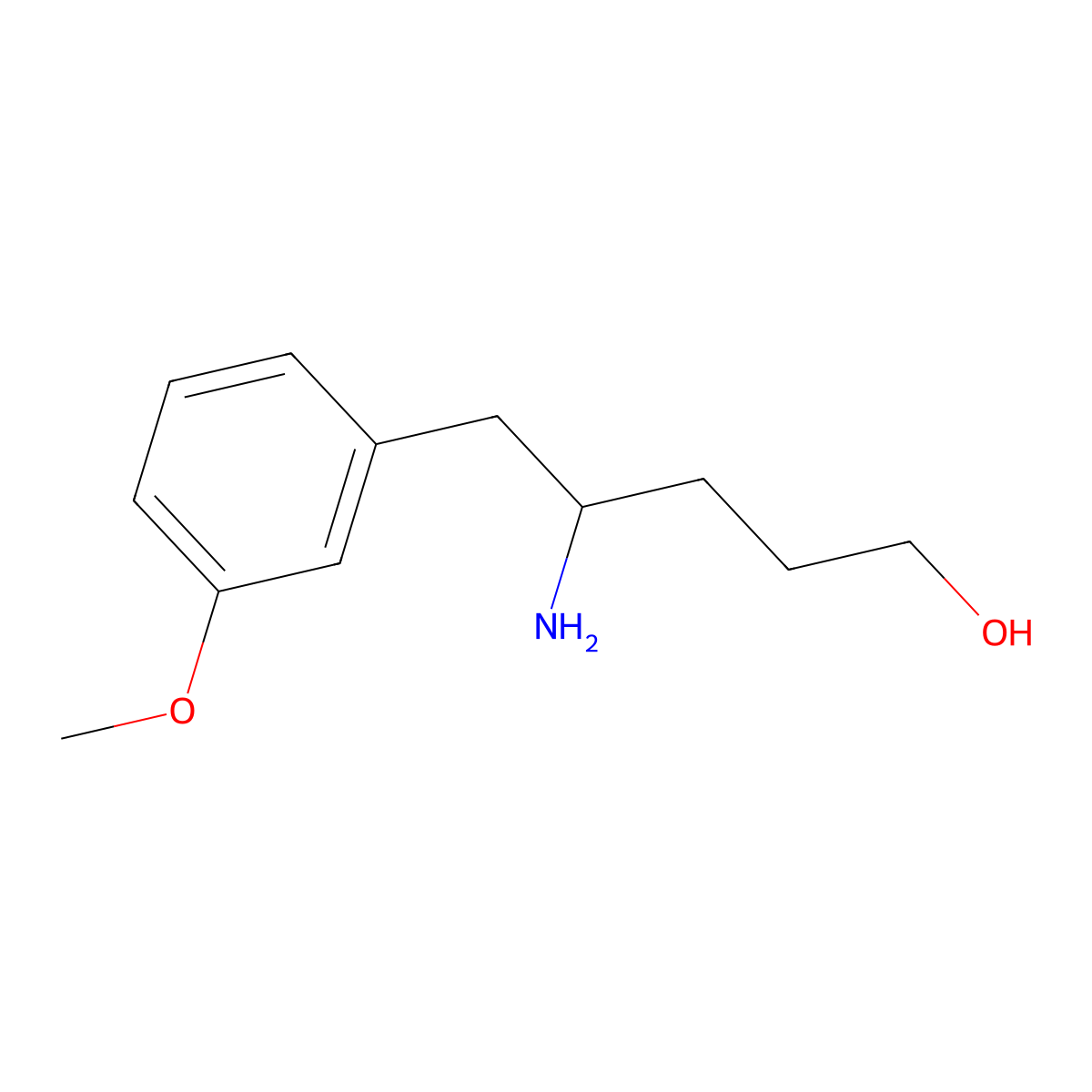 Benzenepentanol, delta-amino-3-methoxy- molecular structure, CAS 82590-42-9