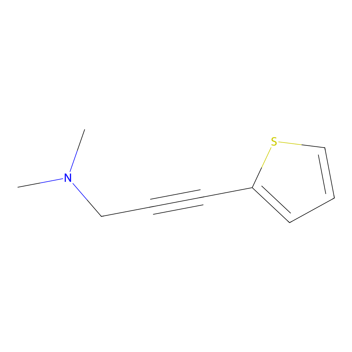 N,N-Dimethyl-3-(2-thienyl)-2-propyn-1-amine molecular structure, CAS 826-31-3