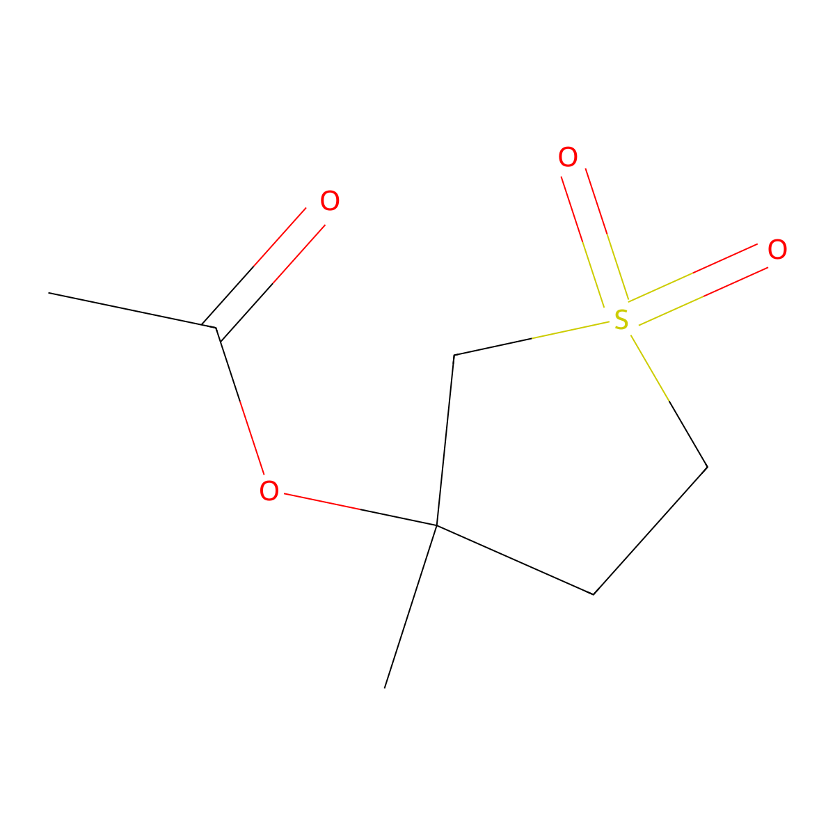 Thiophene-3-ol, tetrahydro-3-methyl-, 3-acetate, 1,1-dioxide molecular structure, CAS 826-47-1